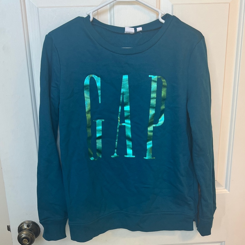 GAP Teal Pullover with Iridescent Logo